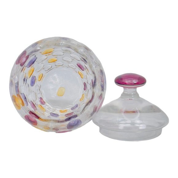 Bohemia Crystal Jar Coin Spot Design With Lid 9" - Picture 5 of 8